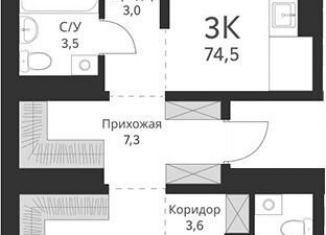 Продается трехкомнатная квартира, 81.9 м2, Новосибирская область, Большая улица, 23