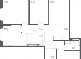 Продажа 3-комнатной квартиры, 86.5 м2, посёлок Мирный, улица Академика Северина, 12, ЖК Томилино Парк