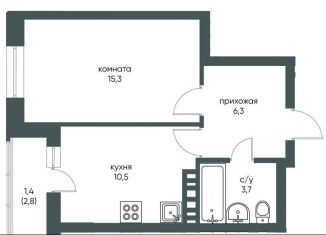 Продается 1-комнатная квартира, 37.1 м2, Новосибирск, улица Коминтерна, 1с