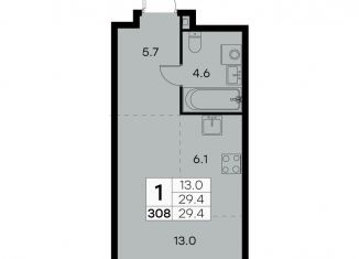 Продаю 1-ком. квартиру, 29.4 м2, Москва, район Куркино, Куркинское шоссе, 15с2