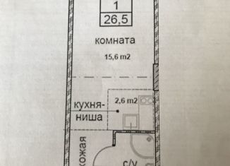 1-комнатная квартира на продажу, 26.5 м2, Нижний Новгород, улица Родионова, 136Б, Нижегородский район