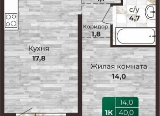 Продажа 1-комнатной квартиры, 41.8 м2, Барнаул, Центральный район