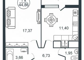 Продаю 1-комнатную квартиру, 44.9 м2, Тверь