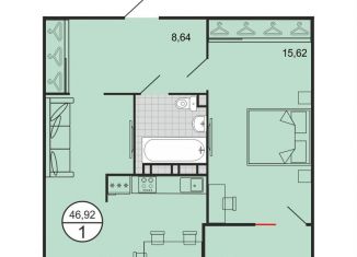 Продается однокомнатная квартира, 46.8 м2, Краснодарский край