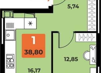 1-комнатная квартира на продажу, 38.8 м2, Самара, метро Спортивная