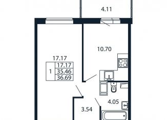 Продается 1-ком. квартира, 39.6 м2, Мурино, Ручьёвский проспект, 20