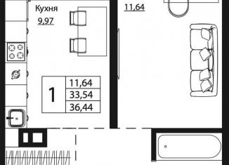 Продам 1-ком. квартиру, 36.4 м2, Ростовская область