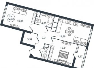 Продам 2-ком. квартиру, 64.1 м2, Тверь