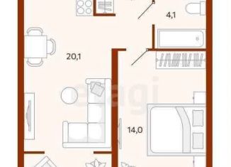 Продажа 1-комнатной квартиры, 42.5 м2, Тюмень