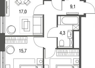 Трехкомнатная квартира на продажу, 59 м2, Москва, Тагильская улица, 4А