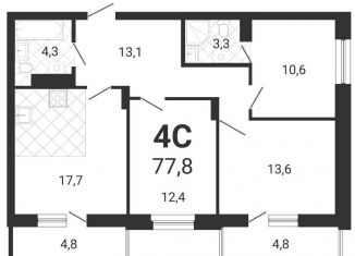 Продам 4-комнатную квартиру, 77.8 м2, Новосибирская область, улица Серафимовича, 12