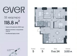 Продаю 5-комнатную квартиру, 118.8 м2, Москва