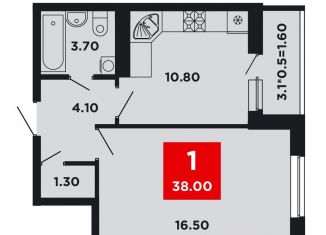 Продажа однокомнатной квартиры, 38 м2, Краснодар, Конгрессная улица, лит17, Прикубанский округ