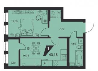 Продажа 1-комнатной квартиры, 43.2 м2, Екатеринбург, метро Ботаническая, Монтёрская улица, 8