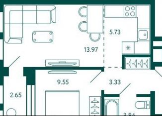 Продам квартиру со свободной планировкой, 37.7 м2, Уфа