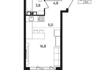 Продам квартиру студию, 31.4 м2, Пермь, Белозёрская улица, 30А