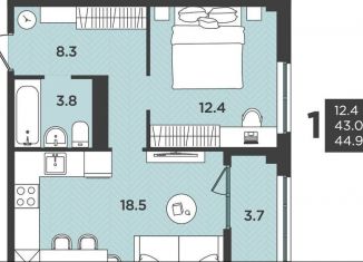 Продам 1-комнатную квартиру, 44.9 м2, Архангельская область