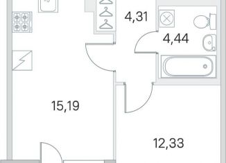 1-комнатная квартира на продажу, 38.3 м2, посёлок Шушары