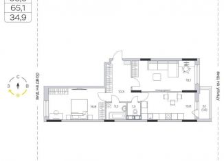 2-ком. квартира на продажу, 65.1 м2, деревня Пирогово, улица Ильинского, 8