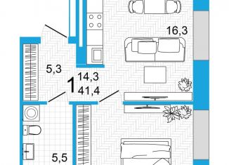 Продажа 1-ком. квартиры, 41.4 м2, Уфа, улица Аксакова, 18, ЖК Империал