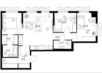 Продажа трехкомнатной квартиры, 73.1 м2, Москва, ВАО