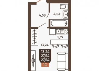 Продаю квартиру студию, 27.5 м2, Новосибирск, Новоуральская улица, 10