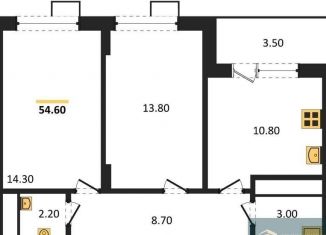 Продается 2-ком. квартира, 54.6 м2, Воронеж