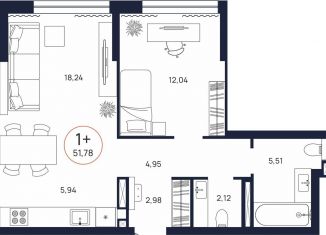 Продажа однокомнатной квартиры, 51.8 м2, Тюменская область