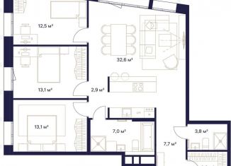 Продается трехкомнатная квартира, 96.5 м2, Москва