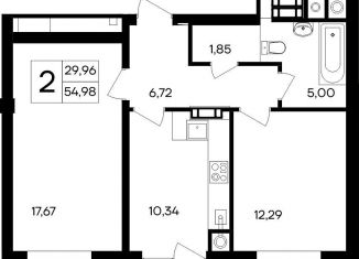 Продается 2-комнатная квартира, 55 м2, посёлок городского типа Гвардейское, Курганная улица