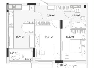 Продам 2-ком. квартиру, 57.6 м2, Калининградская область