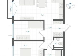 Продажа 2-комнатной квартиры, 52.6 м2, Екатеринбург, Ленинский район