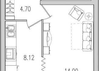 Квартира на продажу студия, 34 м2, Санкт-Петербург, улица Кустодиева, 5к1, муниципальный округ № 15