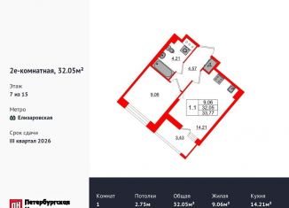 Продаю 1-ком. квартиру, 32.1 м2, Санкт-Петербург, Невский район