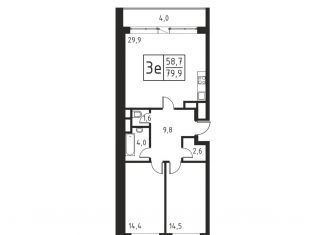 Трехкомнатная квартира на продажу, 79.9 м2, Люберцы, Хлебозаводской проезд, 1А, ЖК Карамельный
