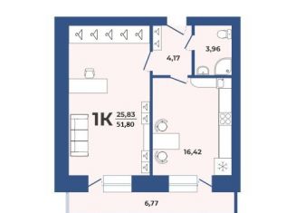 Продаю 1-комнатную квартиру, 51.8 м2, Алтайский край, Партизанская улица, 21