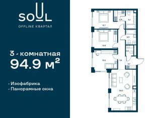 Трехкомнатная квартира на продажу, 94.9 м2, Москва, метро Аэропорт, Часовая улица, 28к1