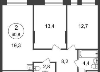 Продажа 2-комнатной квартиры, 60.8 м2, Москва, 11-я фаза, к3