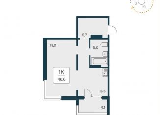 Продаю 1-ком. квартиру, 46.4 м2, Новосибирск, Калининский район, Игарская улица, 7