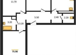 3-комнатная квартира на продажу, 75.9 м2, Воронеж, улица Шидловского, 28