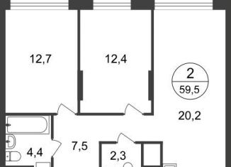 Продажа 2-ком. квартиры, 59.5 м2, Москва, 11-я фаза, к3