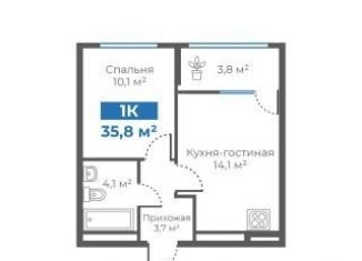 Продаю 1-комнатную квартиру, 35.8 м2, Тюмень, Интернациональная улица, 199А, ЖК Авиатор