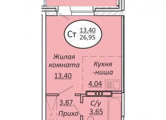 Продам квартиру студию, 27 м2, Новосибирск, метро Октябрьская