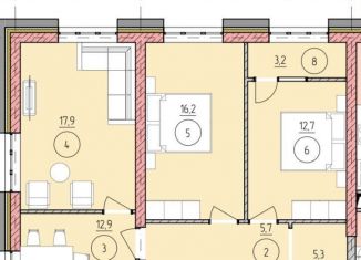 Продается трехкомнатная квартира, 79.2 м2, Грозный, Старопромысловское шоссе, 12