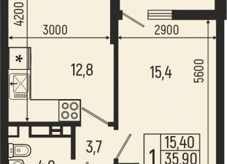 Продам однокомнатную квартиру, 37.5 м2, Майкоп