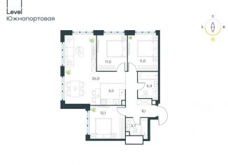 Продажа 4-комнатной квартиры, 82.3 м2, Москва, ЮВАО, жилой комплекс Левел Южнопортовая, 1