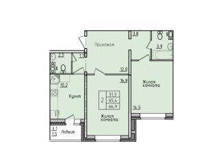 Продам 2-ком. квартиру, 66.9 м2, Липецк