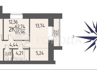 Продажа двухкомнатной квартиры, 66 м2, деревня Кисловка, улица Петра Чайковского, 1