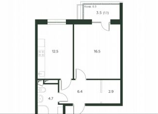 Продам 1-ком. квартиру, 44.1 м2, деревня Лобаново, Новая улица