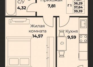 Продажа 1-комнатной квартиры, 34.9 м2, Калининград